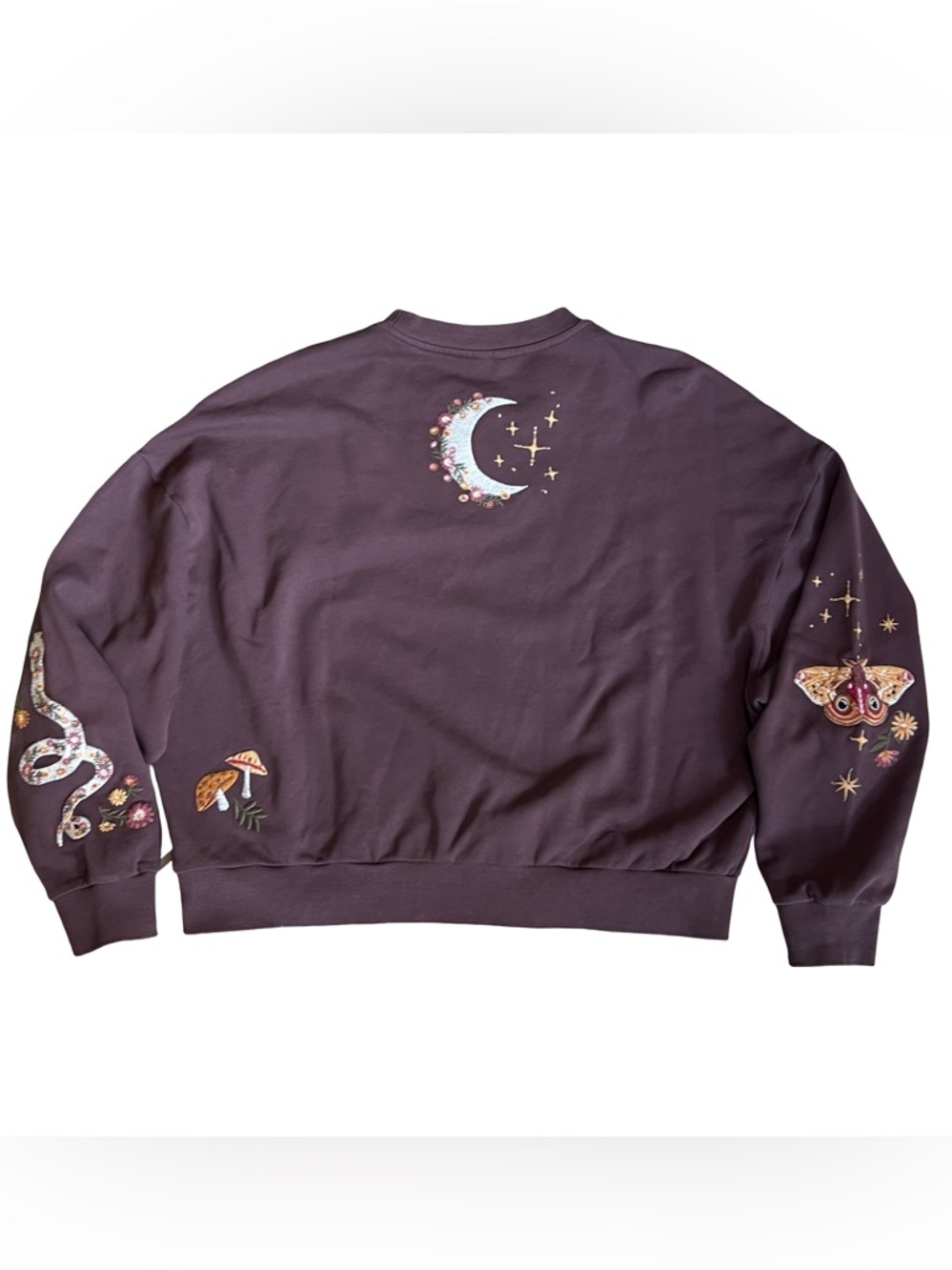 Anthropolgie Driftwood Hallucination Teddy Brown Embroidery Sweatshirt Size S - Picture 9 of 14
